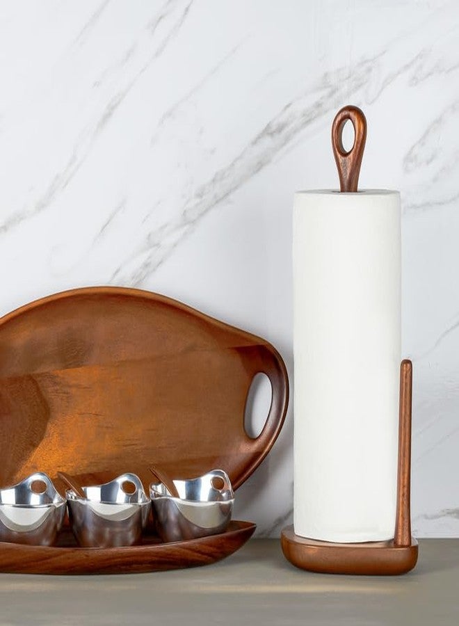 Nambe Nambé Portables Collection 18” Acacia Serving Tray - Modern Curved Platter with Built-in Handles - Stylish Wooden Tabletop Accent for Dining, Kitchen & Entertaining, Designer Home Serveware - Image 5