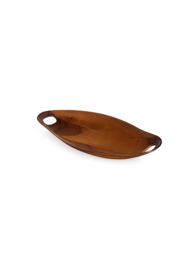 Nambe Nambé Portables Collection 18” Acacia Serving Tray - Modern Curved Platter with Built-in Handles - Stylish Wooden Tabletop Accent for Dining, Kitchen & Entertaining, Designer Home Serveware - Image 2