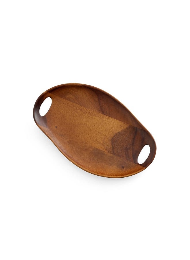 Nambe Nambé Portables Collection 18” Acacia Serving Tray - Modern Curved Platter with Built-in Handles - Stylish Wooden Tabletop Accent for Dining, Kitchen & Entertaining, Designer Home Serveware - Image 3