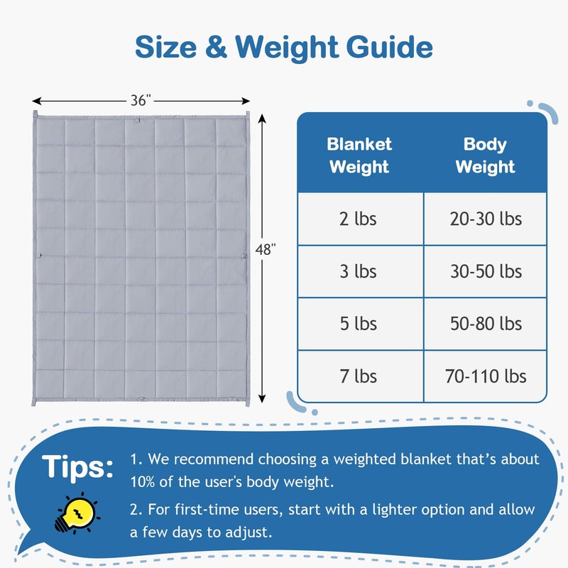 Kivik Weighted Blanket 5 lbs  Small Weighted Blanket 5 Pounds  Mini Heavy Blanket Thorw  Breathable Cooling & Warm Blankets  Machine Washable  36x48 Inches Grey - Image 5