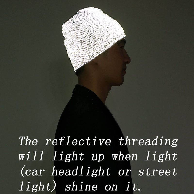 AMNQUERXUS Reflective Beanie Winter Hat High Visibility Warm Loop Knit Cap Gifts for Women Men - Image 2