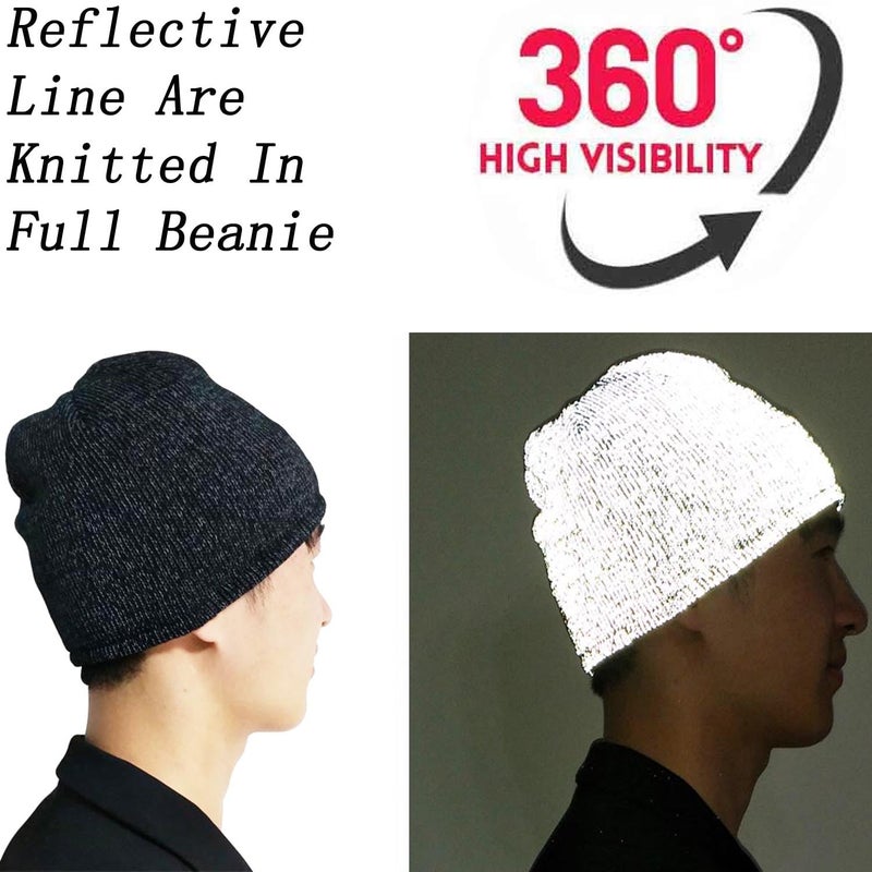 AMNQUERXUS Reflective Beanie Winter Hat High Visibility Warm Loop Knit Cap Gifts for Women Men - Image 3
