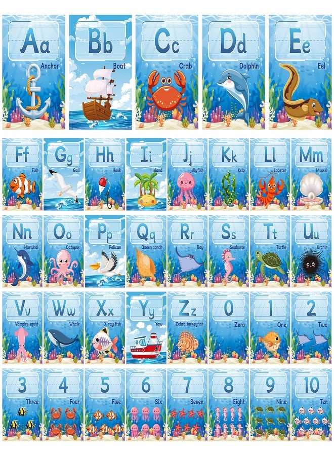 Hedeey 37 Pcs Alphabet for Classroom Wall Under The Sea Bulletin Board Set Alphabet Number 0-10 Line ABC Letters for Classroom Wall Decor (Ocean) - Image 1