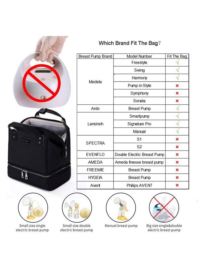 Gogoso GOGOSO Breast Pump Bag with Cooler Pocket, Mini Pumping Bags for Working Mom Cooler Tote Bag Built-in USB Charging Pot for Phone Mother Diaper Bags -No Include ice Pack,Black - Image 2