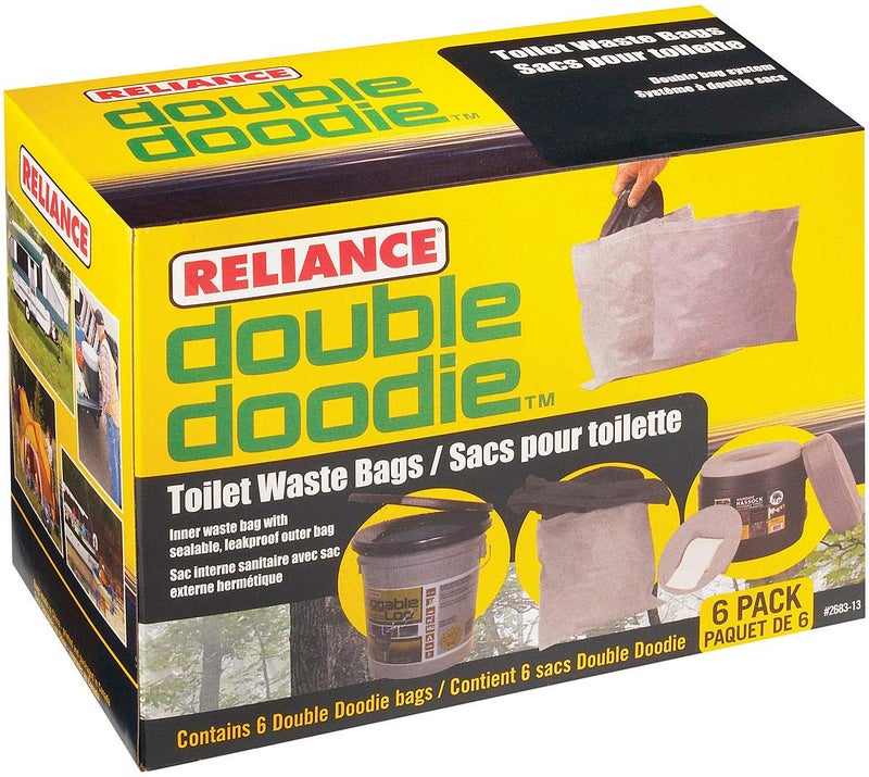 Reliance Controls Reliance Products Double Doodie | Portable Toilet Waste Bags | No Gel | 6 Count (Pack of 1), Black, (2683-13) - Image 1