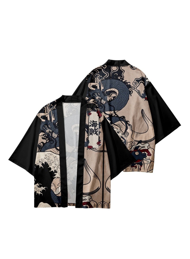 Loquat Summer Feather Weaving Ethnic Style Kimono 3D Digital Printing Casual Sports Cloak  - Image 1