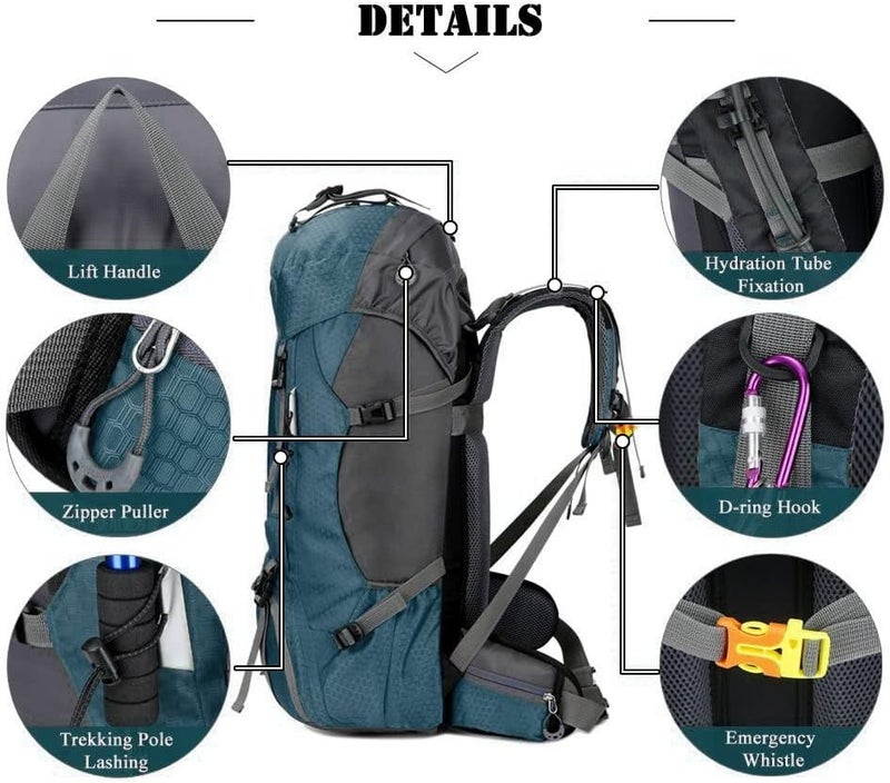 Bseash 60L Waterproof Hiking Camping Backpack with Rain Cover, Large Outdoor Sport Travel Daypack Rucksack for Climbing - Image 4
