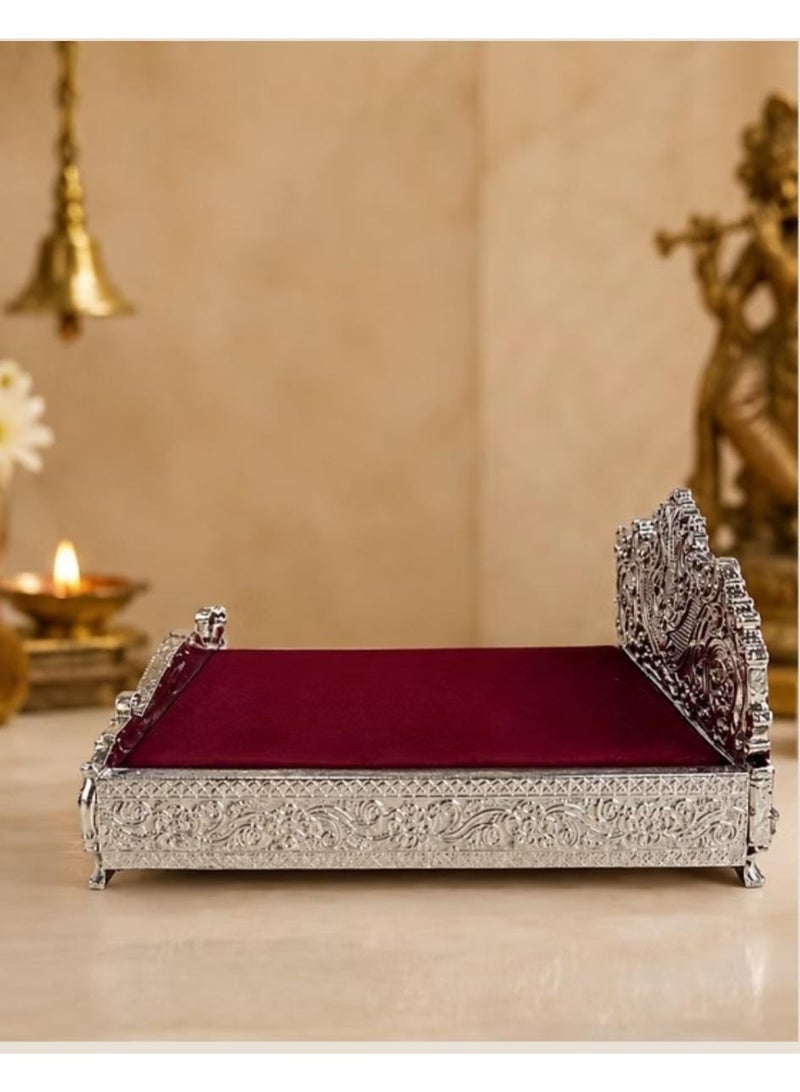 KHUSHBOO JEWELS 999 SILVER PLATED BAL KRISHNA ORNATE BED (13*12*25CM) - Image 3