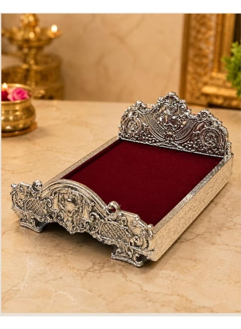 KHUSHBOO JEWELS 999 SILVER PLATED BAL KRISHNA ORNATE BED (13*12*25CM) - Image 2