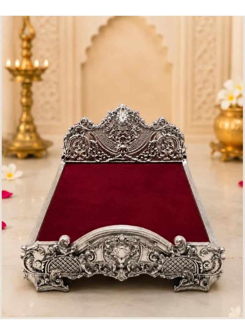 KHUSHBOO JEWELS 999 SILVER PLATED BAL KRISHNA ORNATE BED (13*12*25CM) - Image 1