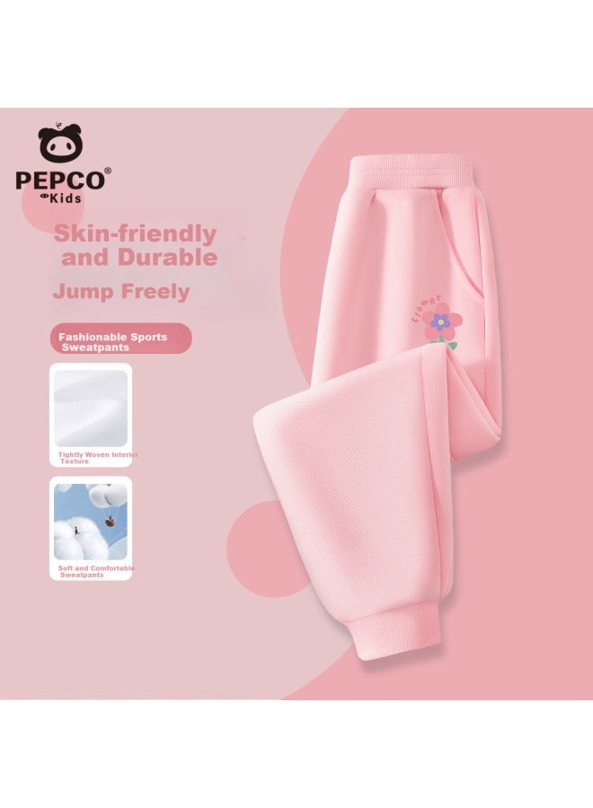 Pepco Girls' Pants Spring And Autumn New Big Kids School Uniform Long Pants Loose Sports Casual Sweatpants Pink 150