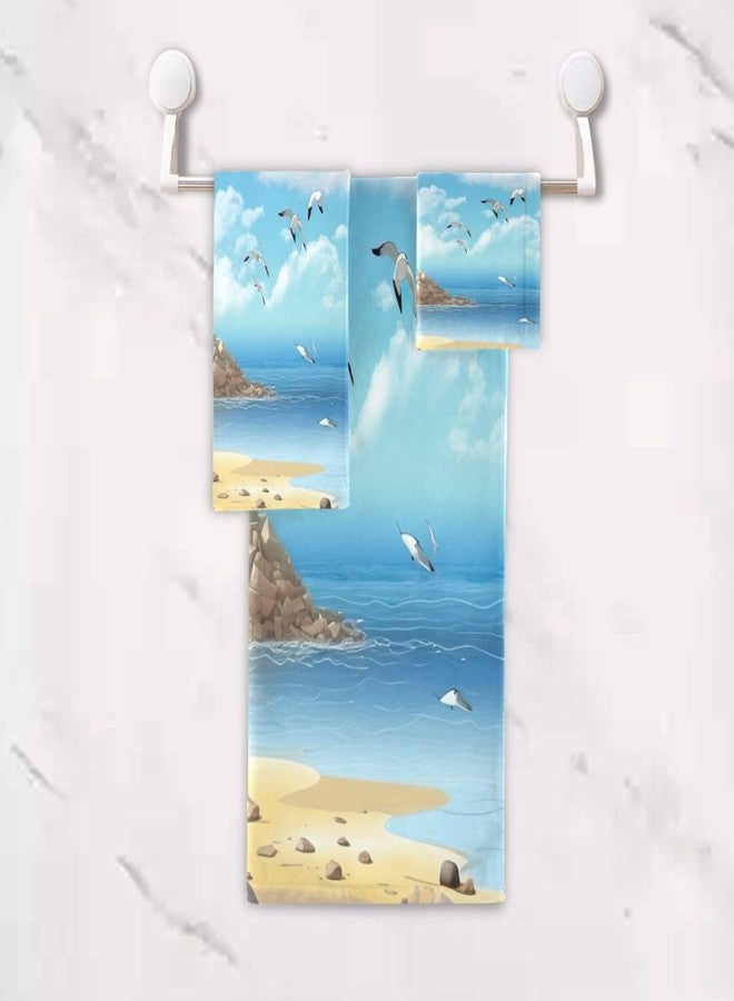 WELLDAY Lighthouse Bath Towels Soft Absorbent Bath Towels Bath Towel Set of 3 for Home Hotel Bathroom Decor - Image 5