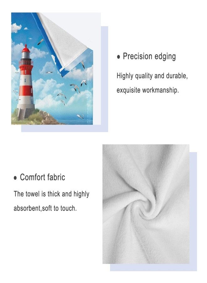 WELLDAY Lighthouse Bath Towels Soft Absorbent Bath Towels Bath Towel Set of 3 for Home Hotel Bathroom Decor - Image 4