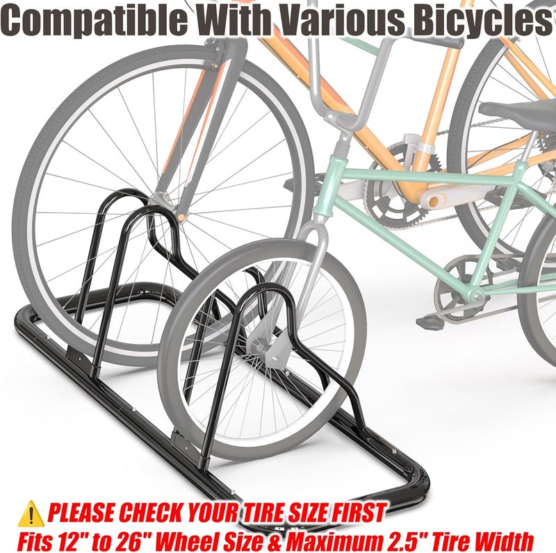 Simple Houseware 2 Bike Bicycle Floor Parking Adjustable Storage Stand, Black Wide daily application - Image 2