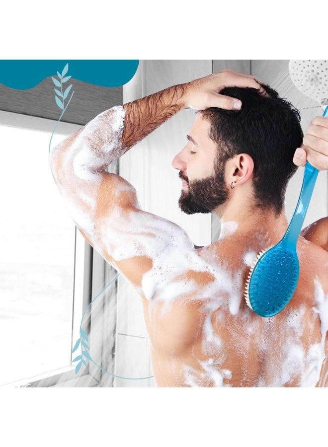 فرشاة الاستحمام للجسم ذات المقبض الطويل، فرشاة الاستحمام لتقشير الظهر والجسم والقدمين، بشعيرات نايلون ناعمة - Image 4