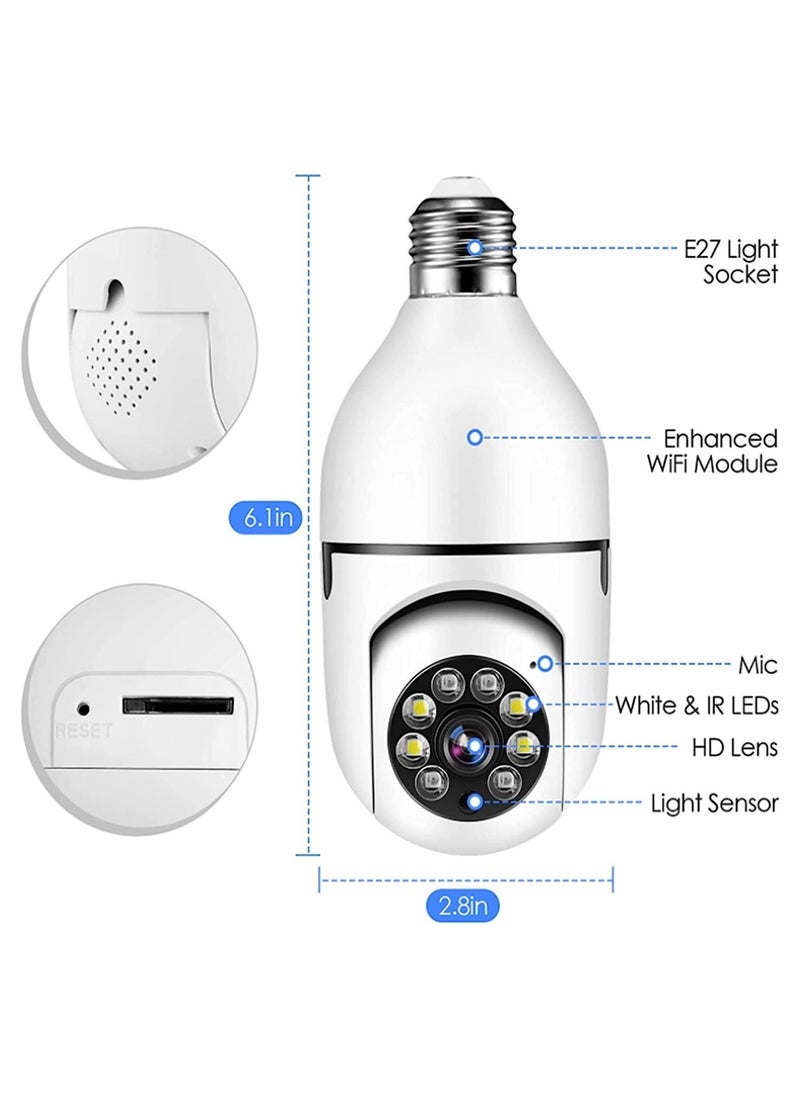 ELTRAZONE - Pan Tilt Security Light Camera V380 130W dpi Smart Wireless WIFI Full Color Bulb Camera 2.4Ghz 360 Degree E27 Panoramic IP Camera - Image 1