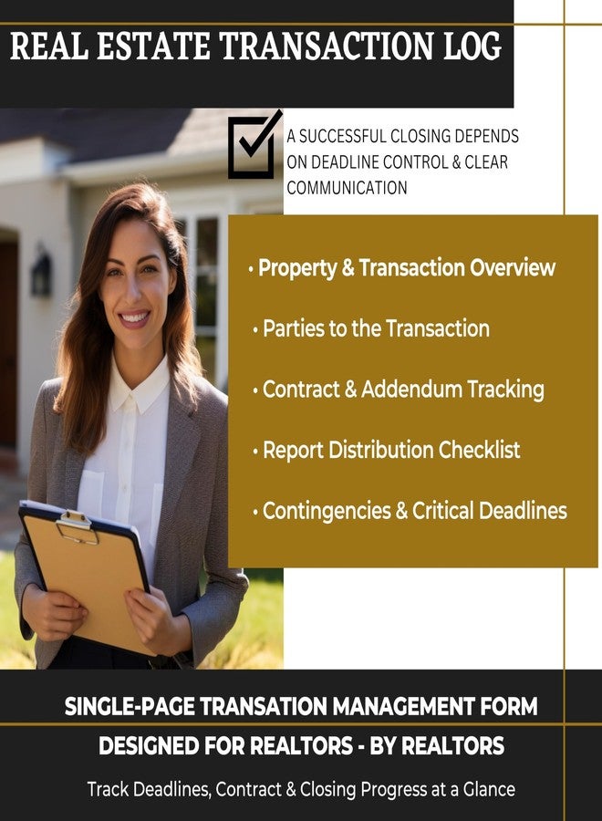 Life Charge Real Estate Agent Supplies - Real Estate Transaction Log Notepad, a Closing Checklist Planner Pad for Realtor File Folders to Organize Sale Pipeline. Made in the USA. - Image 2