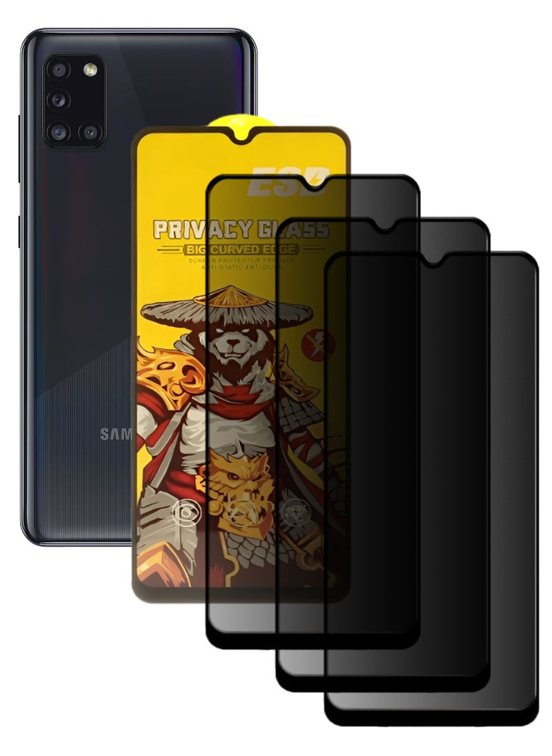 ESD 3 Pieces Tempered Dustproof Privacy Glass Screen Protector Compatible For Samsung Galaxy A31 - Image 1
