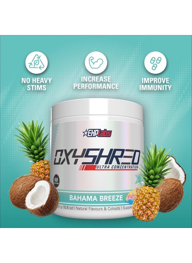 EHP Labs OxyShred Pre Workout Powder - Preworkout Powder with L Glutamine & Acetyl L Carnitine, Energy Boost Drink - Bahama Breeze, 60 Servings - Image 3