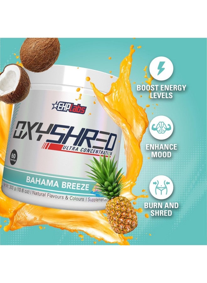 EHP Labs OxyShred Pre Workout Powder - Preworkout Powder with L Glutamine & Acetyl L Carnitine, Energy Boost Drink - Bahama Breeze, 60 Servings - Image 2