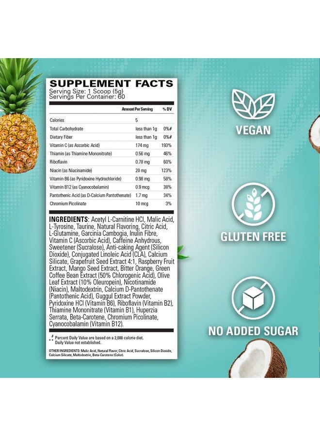 EHP Labs OxyShred Pre Workout Powder - Preworkout Powder with L Glutamine & Acetyl L Carnitine, Energy Boost Drink - Bahama Breeze, 60 Servings - Image 1