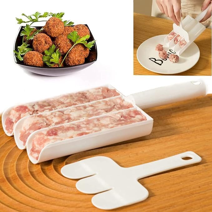 Perfect Pricee Meatball Maker,Stainless Steel Meatball Scoop Maker with Cutting Spade Portable Cheese Ball,Rice-Meat Dumplings Cake Manchurian rasgulla Maker Fish Ball Burger Meatball - Image 1