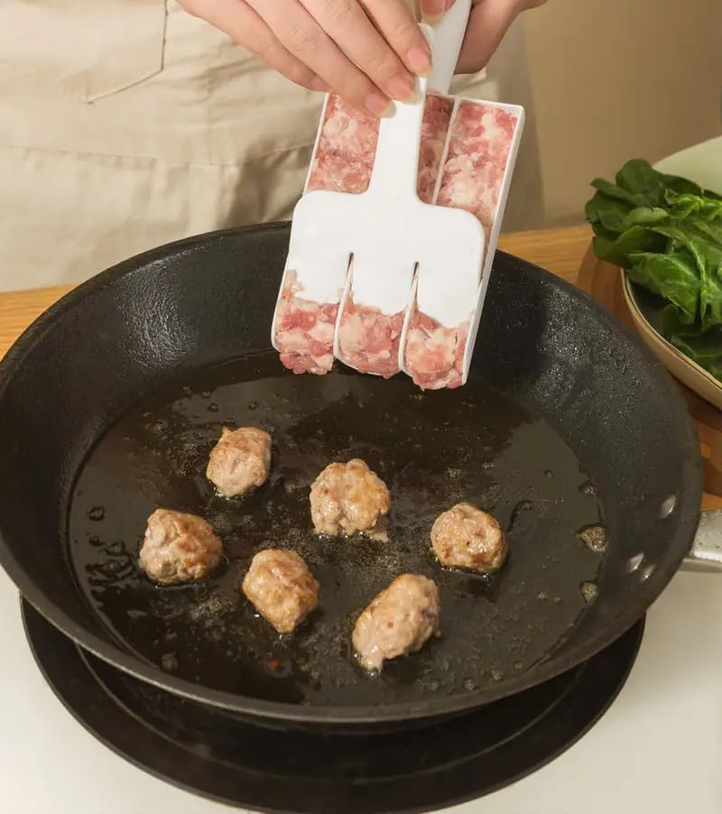 Perfect Pricee Meatball Maker,Stainless Steel Meatball Scoop Maker with Cutting Spade Portable Cheese Ball,Rice-Meat Dumplings Cake Manchurian rasgulla Maker Fish Ball Burger Meatball - Image 3
