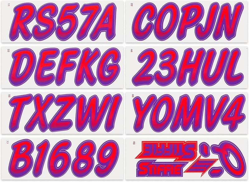 Stiffie Whipline Red/Purple 3" Boat & PWC Registration Decals • Numbers Letters Stickers - Image 3