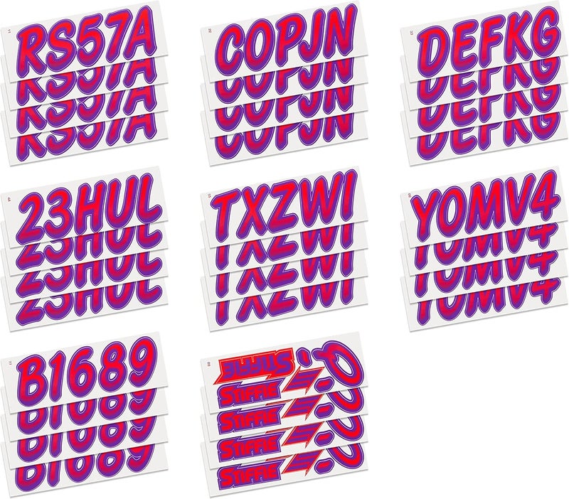 Stiffie Whipline Red/Purple 3" Boat & PWC Registration Decals • Numbers Letters Stickers - Image 4