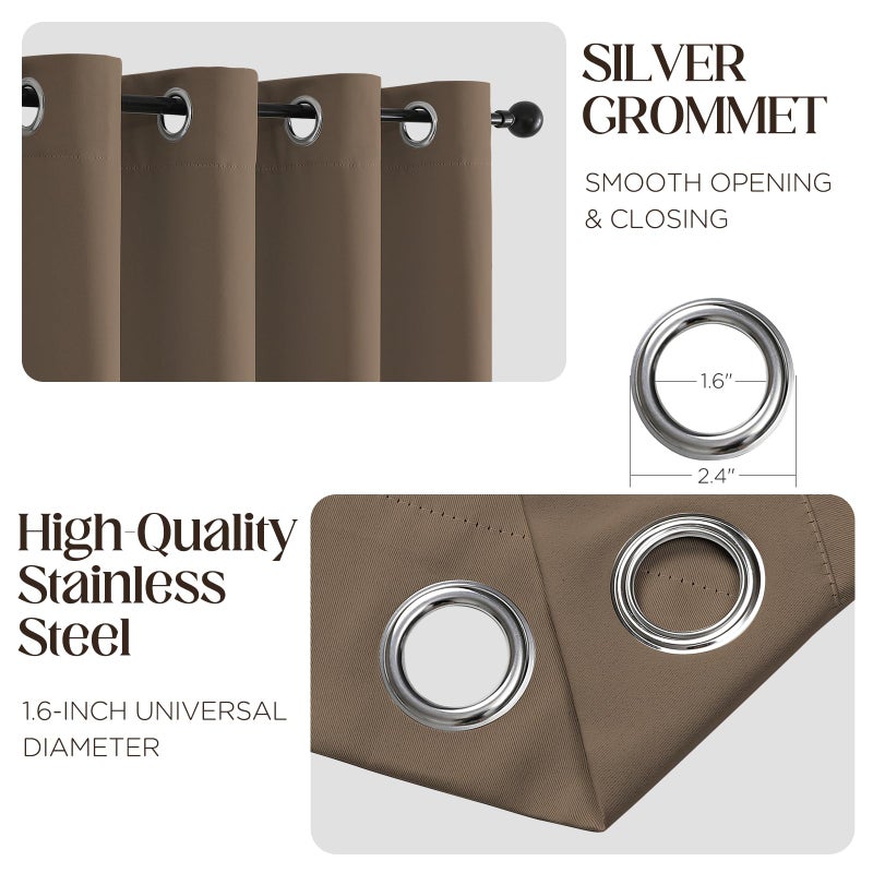 CUCRAF Khaki Blackout Curtains 84 inch Length 2 Panels Set, Room Darkening Drapes for Living Room Bedroom, Thermal Insulated Light Blocking Grommet Window Curtain (W52 x L84 Inch) - Image 2