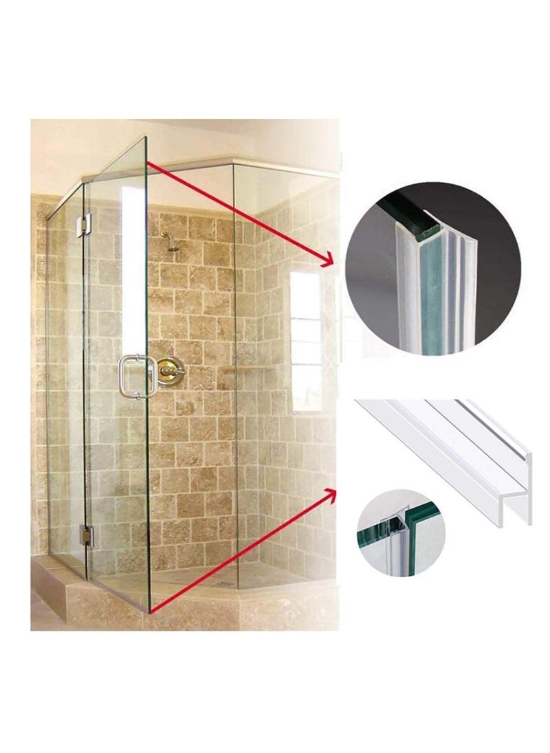 Y&D - Glass Door Seal Strip, Frameless Shower Sweep, Bottom Side/Corner Side Strip Rubber, Stop Leaks and Create a Water Barrier, 10mm Thickness, 5M Length h Type - Image 1