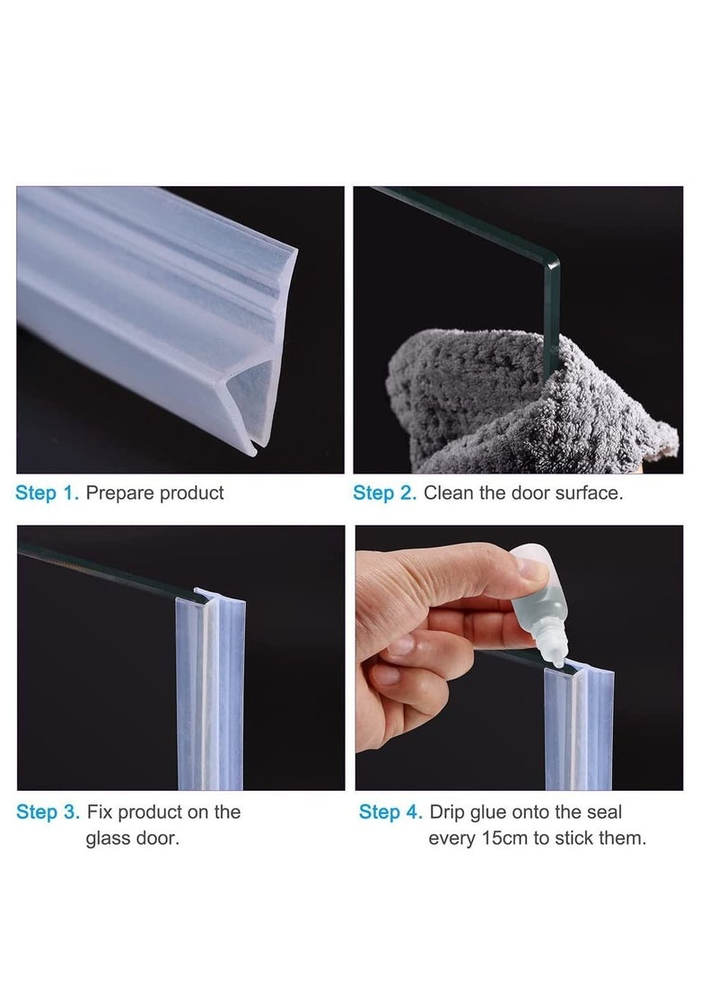 Y&D - Glass Door Seal Strip, Frameless Shower Sweep, Bottom Side/Corner Side Strip Rubber, Stop Leaks and Create a Water Barrier, 10mm Thickness, 5M Length h Type - Image 1