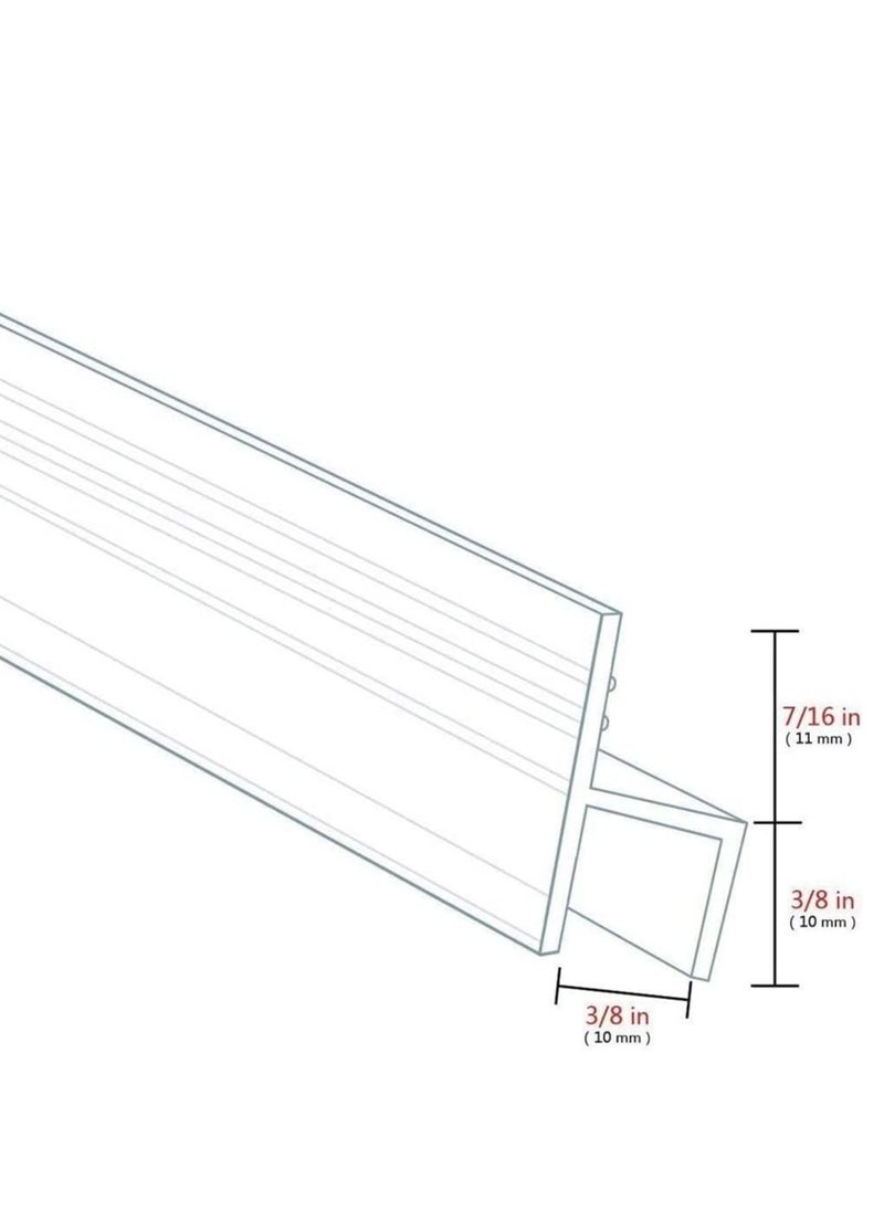 Y&D - Glass Door Seal Strip, Frameless Shower Sweep, Bottom Side/Corner Side Strip Rubber, Stop Leaks and Create a Water Barrier, 10mm Thickness, 5M Length h Type - Image 1