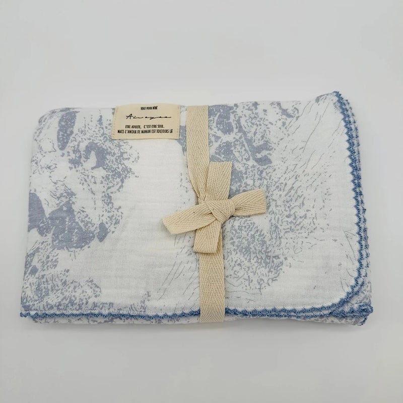 AIMEE 100% Cotton Muslin Baby Swaddle Blanket 2-Layer Floral Print, Soft Breathable Swaddlers, 90x110cm - Image 5
