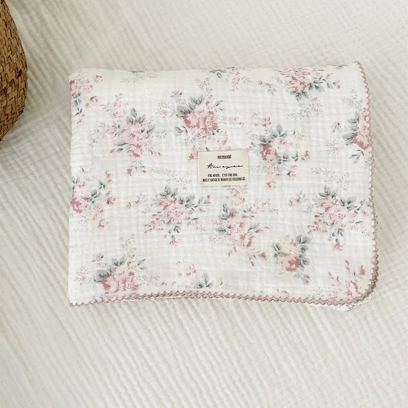 AIMEE 100% Cotton Muslin Baby Swaddle Blanket 2-Layer Floral Print, Soft Breathable Swaddlers, 90x110cm - Image 3