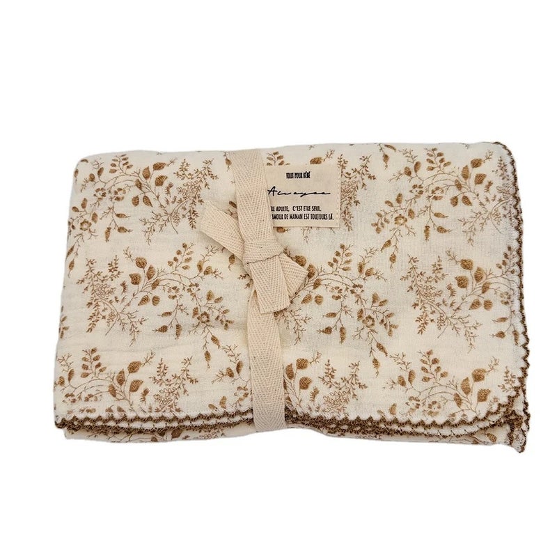 AIMEE 100% Cotton Muslin Baby Swaddle Blanket 2-Layer Floral Print, Soft Breathable Swaddlers, 90x110cm - Image 2