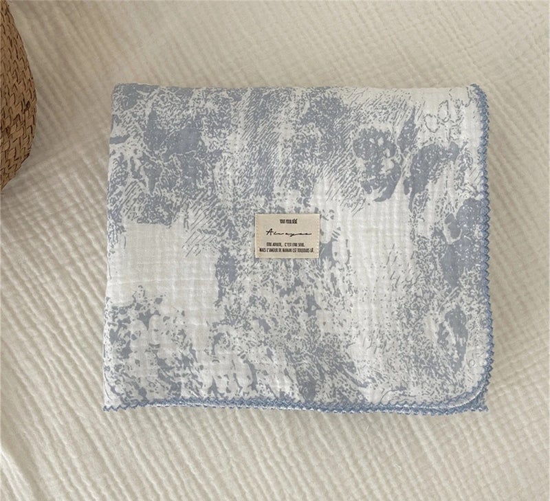 AIMEE 100% Cotton Muslin Baby Swaddle Blanket 2-Layer Floral Print, Soft Breathable Swaddlers, 90x110cm - Image 1
