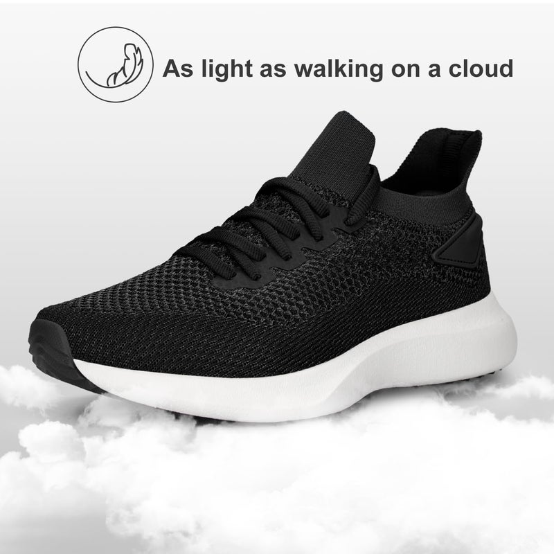 Abboos Womens Walking Shoes Slip On Memory Foam Lightweight Casual Tennis Sneakers for Gym Travel Work Black White Size 7 - Image 3