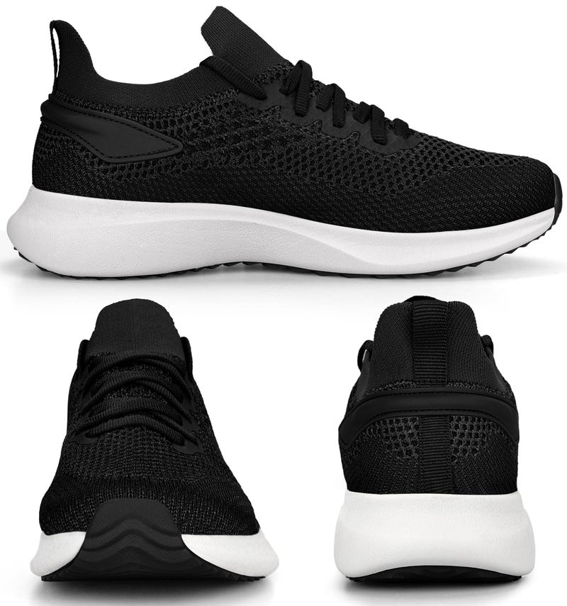 Abboos Womens Walking Shoes Slip On Memory Foam Lightweight Casual Tennis Sneakers for Gym Travel Work Black White Size 7 - Image 5