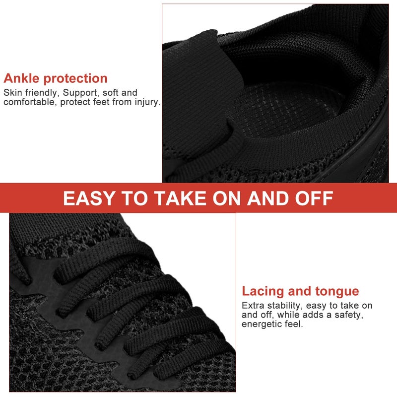Abboos Womens Walking Shoes Slip On Memory Foam Lightweight Casual Tennis Sneakers for Gym Travel Work Black White Size 7 - Image 4