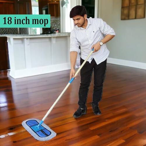 Inuvik Microfiber Wet & Dry Cotton Pad Floor Mop 67x14x5(18-Inch Head) with 4 Feet Telescopic handle Floor Cleaning Mop Home Office Hotels Hospitals(Set of 1)(18 INCH MOP with 1Extra PAD) - Image 2