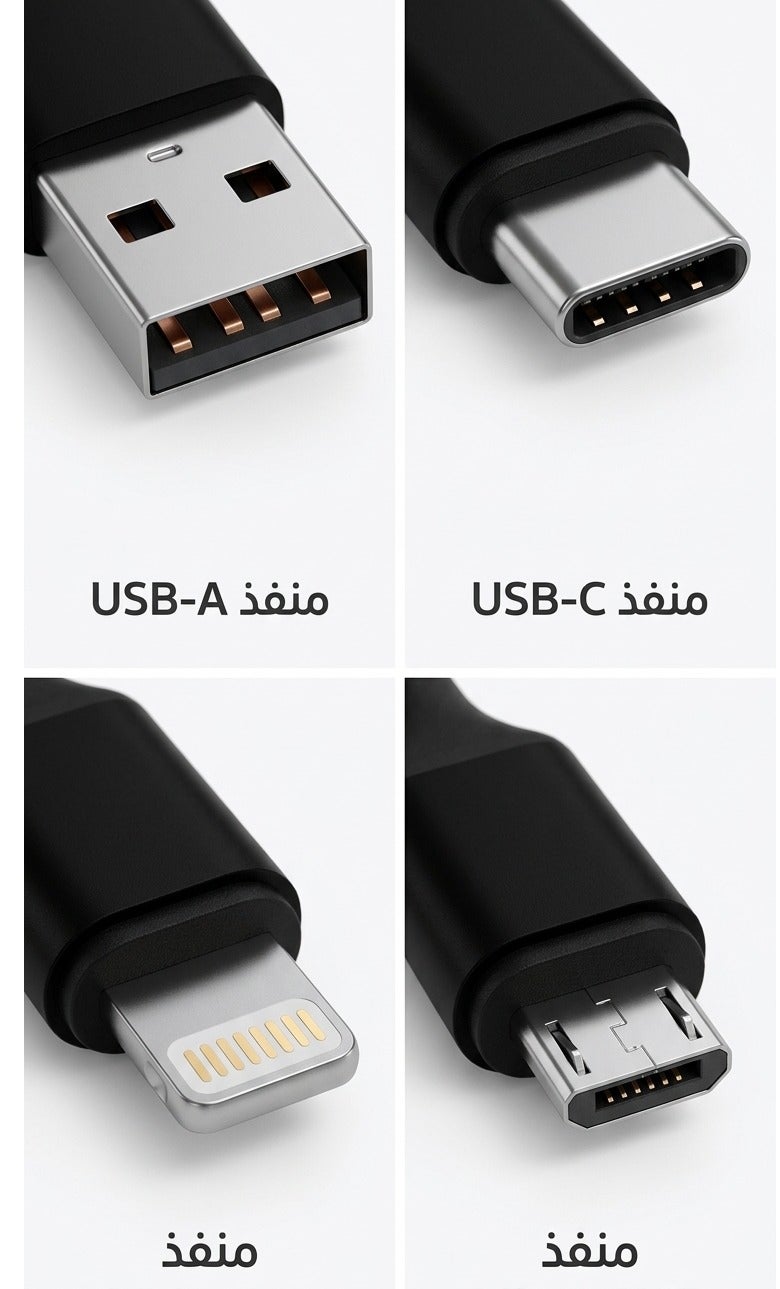 QNEX 3-in-1 Fast Charging Cable 1.2M Nylon Braided Multi Charging Cord with USB-A Input and USB-C, Lightning & Micro USB Connectors, Compatible with iPhone 17, iPhone 16, iPhone 15 Series, Samsung Galaxy, Android Phones, iPad, Tablets, Wireless Earbuds, Power Banks and More, Black - Image 3