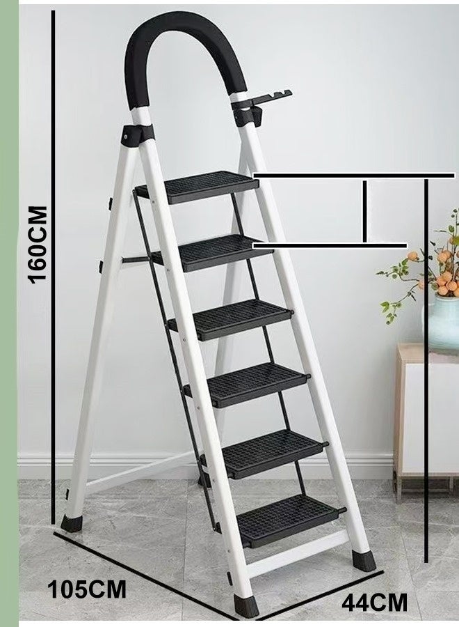 فاشون هوم سلم قابل للطي متعدد الوظائف من 6 خطوات مع مشبك مضاد للترهل للاستخدام الداخلي ورف تخزين مناسب للمطبخ والمنزل وغرفة المعيشة 44 × 105 × 160 سم - Image 2