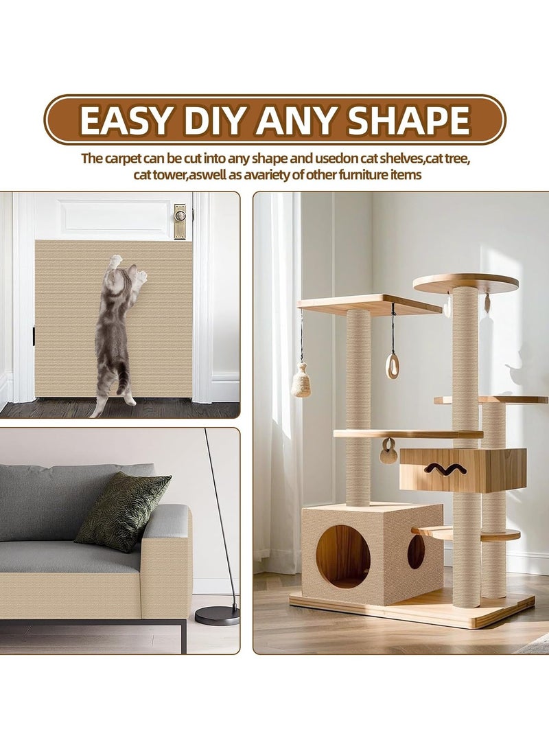 Neox Cat Scratching Climbing Carpet Mat, Cat Scratcher Adhesive Trimmable Cat Post Covered Pad Replacement for DIY Cat Tree Shelf Couch Corner Wall Cat Scratcher Furniture Protector Cat Accessories - Image 5