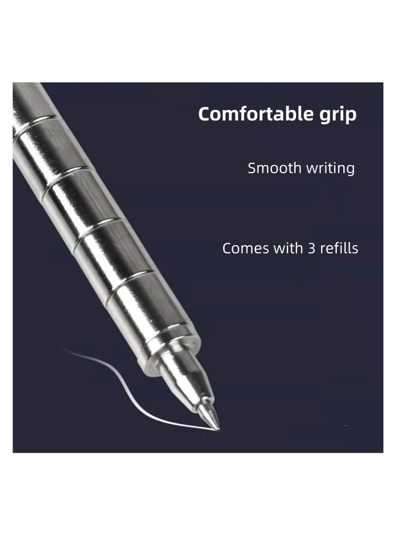 NOVOLAN Magnetic Fidget Pen, Multifunctional Retractable Ballpoint Pen with 13 Magnetic Rings, 3 Pen Refills, 12 Steel Balls, 2 Stylus Tips, Creative Magnetic Toy Pen for Stress Relief