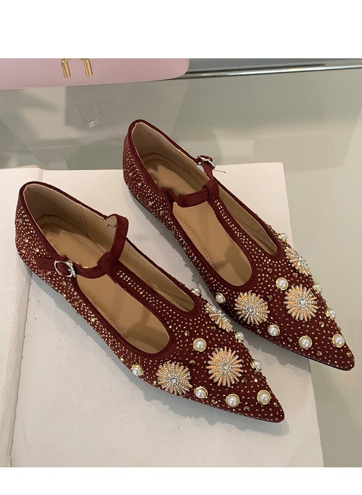 French Style Niche Fdiamond Soft Sole Flat Sole Single Shoe  - Image 1