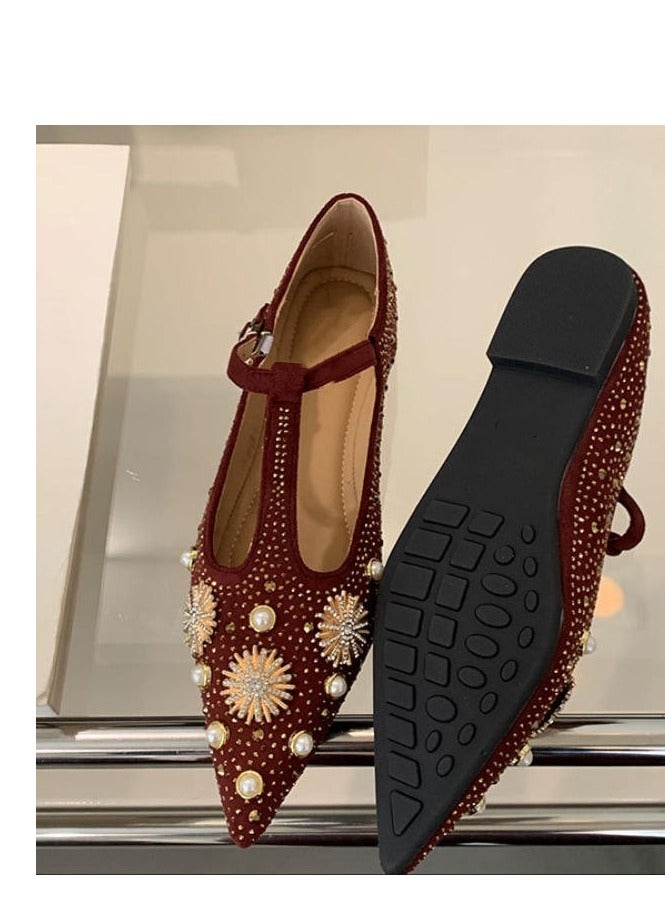 French Style Niche Fdiamond Soft Sole Flat Sole Single Shoe  - Image 2