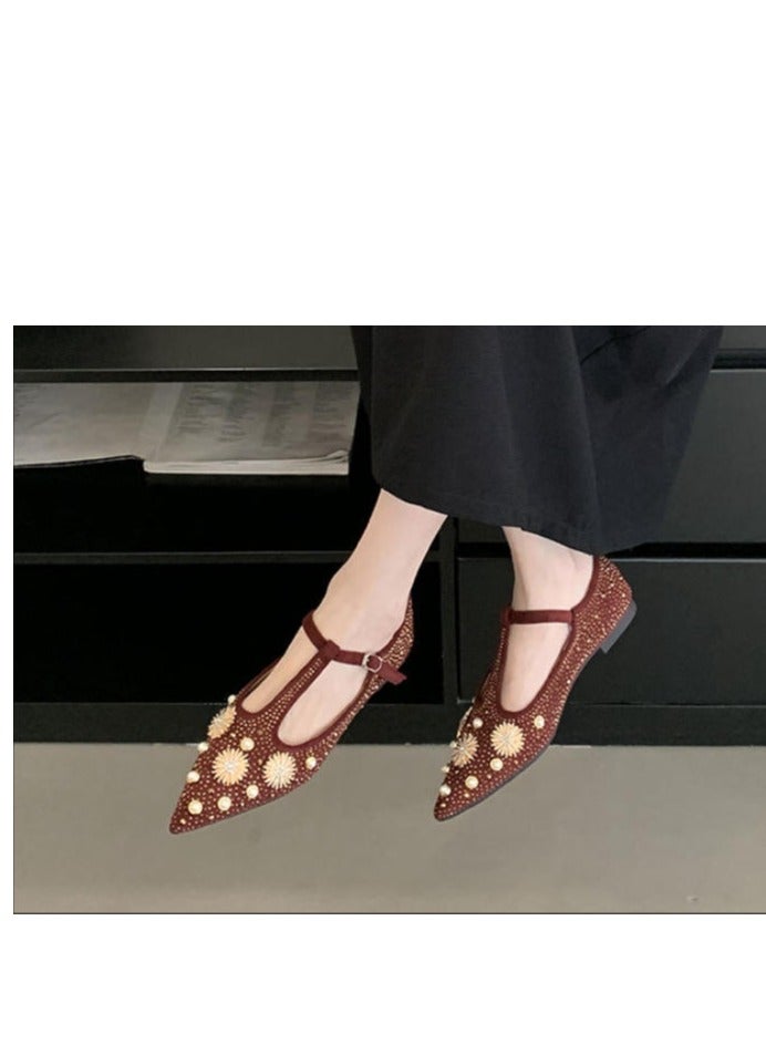French Style Niche Fdiamond Soft Sole Flat Sole Single Shoe  - Image 3