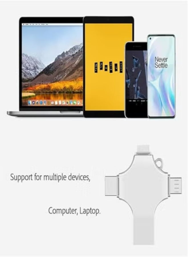 محرك أقراص فلاش USB متعدد الوظائف 4 في 1 بسعة 128 جيجابايت مع منفذ Micro USB Type-C للهواتف الذكية التي تعمل بنظام Android وiPhone وPad وMacBook وأجهزة الكمبيوتر المحمولة - Image 5