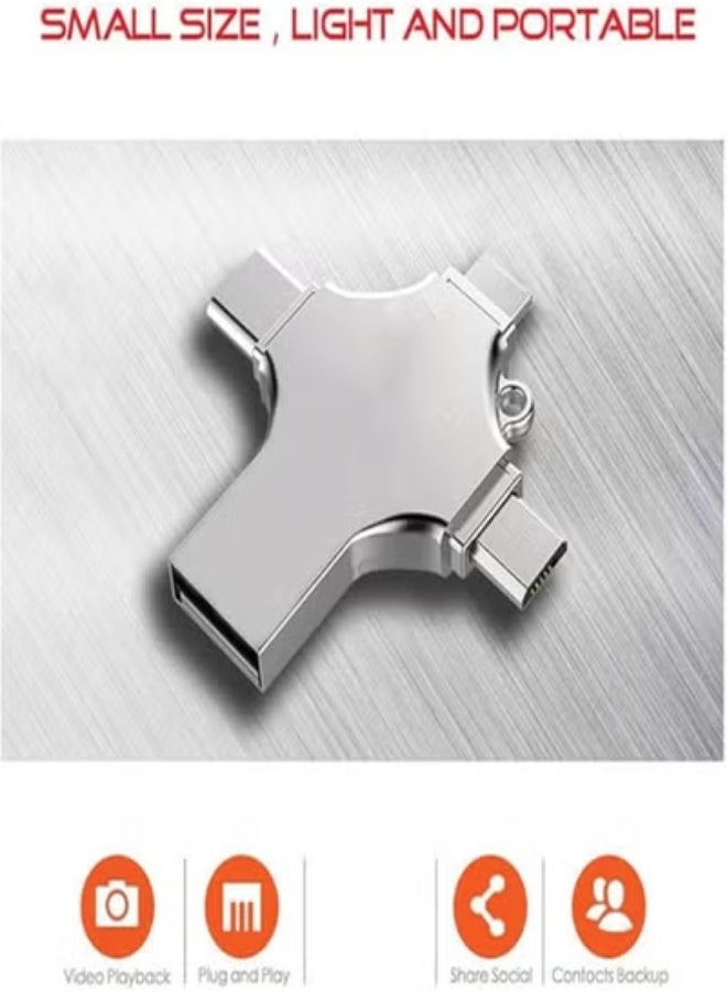 محرك أقراص فلاش USB متعدد الوظائف 4 في 1 بسعة 128 جيجابايت مع منفذ Micro USB Type-C للهواتف الذكية التي تعمل بنظام Android وiPhone وPad وMacBook وأجهزة الكمبيوتر المحمولة - Image 2